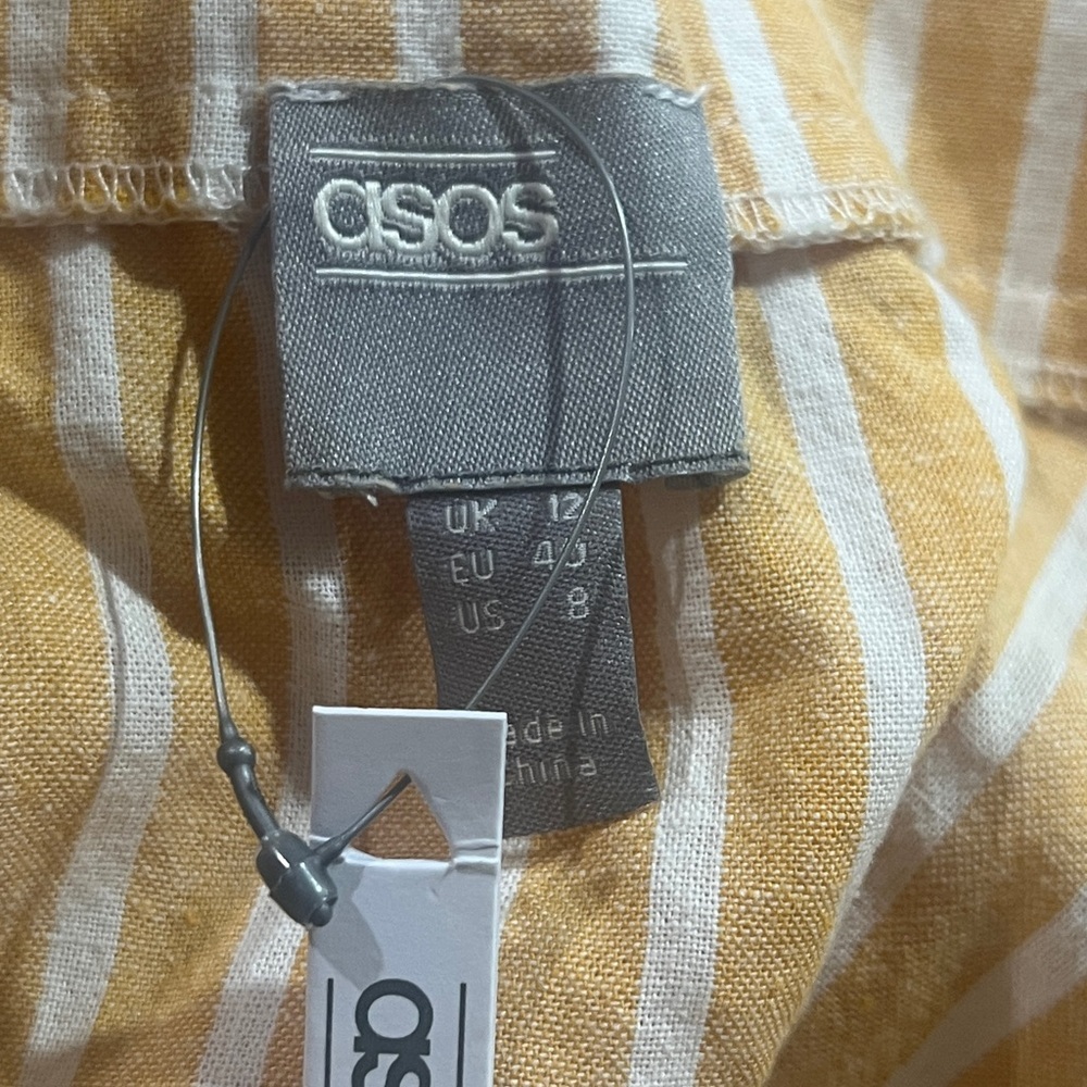 FINAL PRICE NWT ASOS Mustard and White Striped Dress - Picture 5 of 6